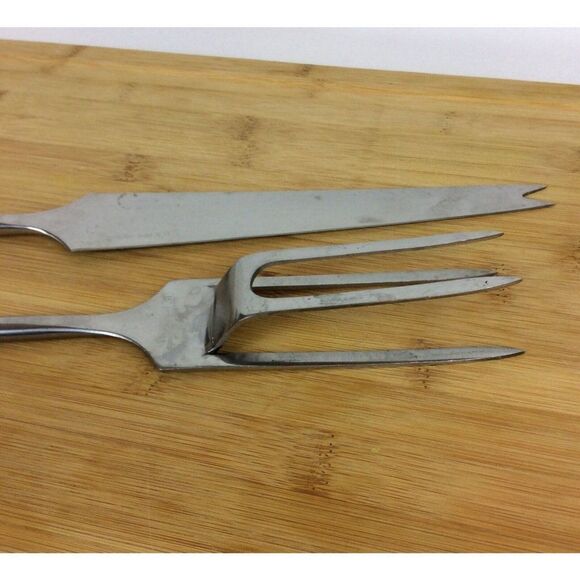 Capri Italy Carving Set Stainless Steel Knife Serving Fork Vtg Mid Century - Picture 5 of 6